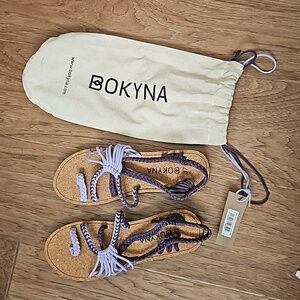 Purple strappy cork soul sandals